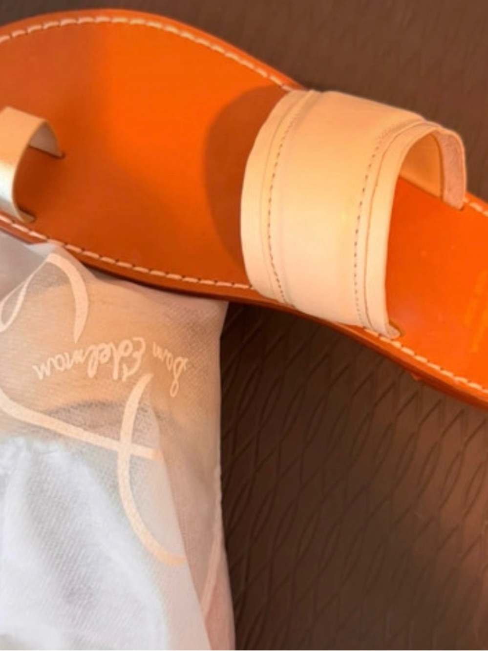Free People White Strap Slide Sandal with Orange Footbed